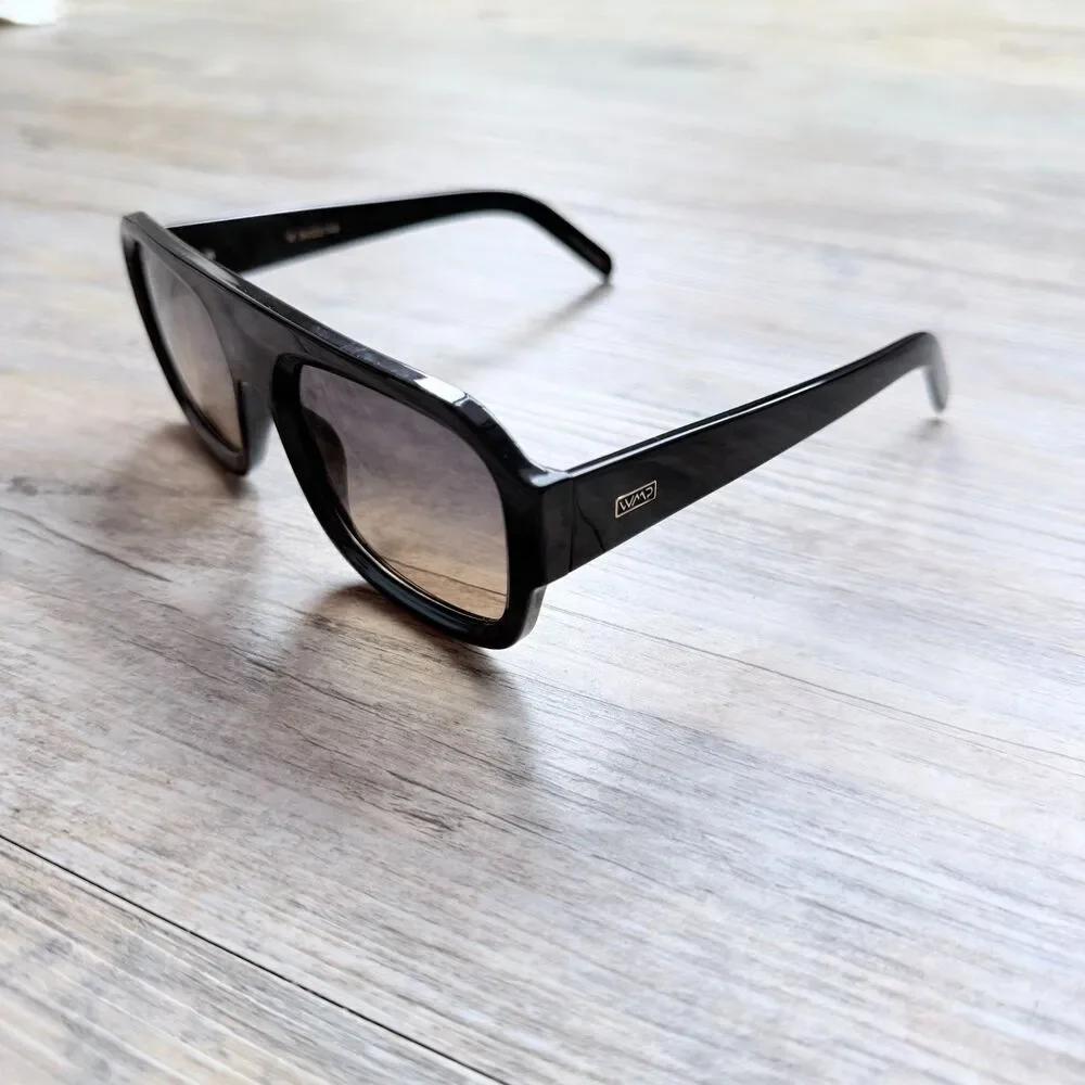 WMP Harlee Oversized Square Sunglasses Black Thick Frame UV Protection